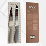 ROOC 2'li Ekmek (30 cm) ve Sebze,Meyve,Et Doğrama (28 cm ) Bıçağı Lazer Çok Amaçlı Bıçak Seti