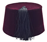 Osmanlı Bordo Püsküllü Damat Kına Erkek Fesi (11,5cmx57cm)