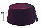 Osmanlı Bordo Püsküllü Damat Kına Erkek Fesi (11,5cmx57cm)