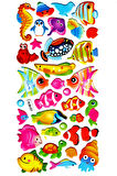Sticker Kabartmalı Stiker Defter, Planlayıcı Etiket (HL88-031) - 17x9 cm - Renkli Balıklar