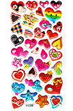 Sticker Kabartmalı Stiker Defter, Planlayıcı Etiket (limyl-036)-17x9cm- Desenli Kalp Yıldız