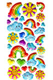 Sticker Kabartmalı Stiker Defter, Planlayıcı Etiket (limlra-011)-17x9cm- Güneş Bulut Gökkuşağı