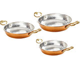 El Yapımı 3 lü Set (14.5cm,16cm,18cm) Bakır Sahan Tava Seti