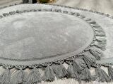 Orkide Home Dekoratif Modern Simirna Peluş Grl Ponpon Saçaklı Oval Klozet Takımı