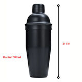 Perlotus Mat Siyah Çelik 700 ml Süzgeçli Kokteyl Shaker Karıştırıcı