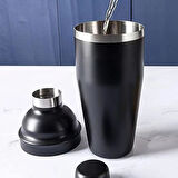 Perlotus Mat Siyah Çelik 700 ml Süzgeçli Kokteyl Shaker Karıştırıcı