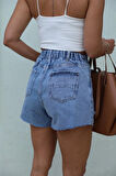 35 cm - %100 Pamuk 5 Cepli Kısa Denim Kot Kadın Şort