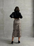 Leopar Desenli Midi Etek