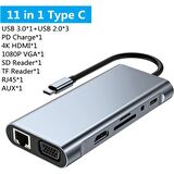 Pmr Type C Hub 11 In 1 USB C Docking Station 4K Hdmı,vga,type C PD,USB3.0,RJ45 Ethernet,sd/tf Aux