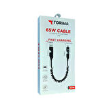 Torima Çok Amaçlı 65W Spiral Kablo | iPhone, Android ve Type-C Uyumlu | 4 Başlık Bir Arada U110