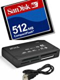 SANDİSK 512 MB  COMPACT FLASH HAFIZA KARTI - USB 2.0 CF KART OKUYUCU