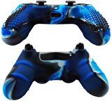 Cosmostech PS4 Controller Joystick Oyun Kolu Gamepad Uyumlu - Silikon Koruyucu Cover Mavi Kamuflaj