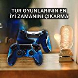 Cosmostech PS4 Controller Joystick Oyun Kolu Gamepad Uyumlu - Silikon Koruyucu Cover Mavi Kamuflaj