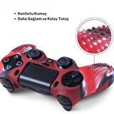 Cosmostech PS4 Controller Joystick Oyun Kolu Gamepad Uyumlu - Silikon Koruyucu Cover Kırmızı Kamuflaj