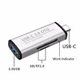 Type C MicroSd- Sd Kart Okuyucu 1* Usb 3.0 Çoklayıcı