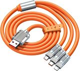 6A 120W 3 In 1 USB To Type-C + Micro USB + Lightning Hızlı Şarj Kablosu Silikon Kablo 1 Metre