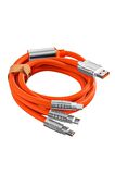 6A 120W 3 In 1 USB To Type-C + Micro USB + Lightning Hızlı Şarj Kablosu Silikon Kablo 1 Metre