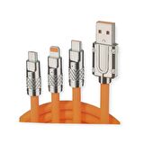 6A 120W 3 In 1 USB To Type-C + Micro USB + Lightning Hızlı Şarj Kablosu Silikon Kablo 1 Metre