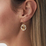 Akik Taşlı Sallantılı Gül Küpe