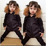 MODAVALS İTHAL KÜRKLÜ 3 İP ŞARDONLU UNISEX BEBEK VE ÇOCUK TULUM - KAHVE