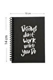 Siyah Defter Motivasyon Sözlü Dreams Siyah Yapraklı A6 Not Defteri - 1 Adet