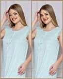 LİMİSSİ 313 Mavi Hamile Lohusa Dantelli Gecelik