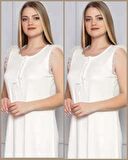 LİMİSSİ 313 Ecru Hamile Lohusa Dantelli Gecelik