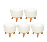 Omnipazar ELF-496 Dekoratif Ayaklı Nostalji Saksı 9 lt Beyaz 5 Adet