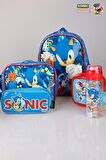 YENİ SEZON LİSANSLI SONIC ANAOKUL ÇANTASI,BESLENME ÇANTASI,KALEM ÇANTASI, BESLENME KABI VE TRITAN MATARA OKUL SETİ