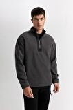 DeFacto Relax Fit Dik Yaka Fermuarlı Polar Sweatshirt D2688AX24AUAR9