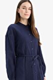 DeFacto Relax Fit Basic Düz Bağcıklı Müslin Uzun Kollu Tesettür Gömlek Tunik E1107AX25SPNV31