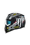 Sx.100 Enigma Black White Mat Motorcu Kaskı