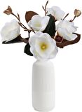 Yapay Çiçek Lüx Manolya Gerçek Islak Dokulu Magnolia Gelin Çiçeği 48cm BEYAZ