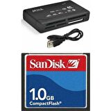 PMR 1 GB COMPACT  FLASH SANDİSK HAFIZA KARTI - USB 2.0  CF KART OKUYUCU