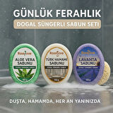 RoseLove Doğal Süngerli Sabun 3'lü Set -Aloe Vera,Lavanta ve Türk Hamamı Esintisi - 150 gr x 3
