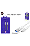 Cl88 Micro 3.4a Metal Başlık Hızlı Şarj Kablosu - Beyaz
