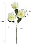 Yapay Çiçek Krem Manolya Islak Doku 3 Kafalı Uzun Dal Çiçek Flowers 80cm
