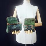Hakiki Deri El Yapımı Bayan Çanta, Kadın Omuz Çantası, Çapraz Çanta, Tote Bag Çanta Set GG4