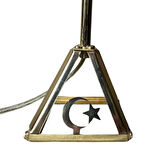 Uretti - Funda 1593 2929 Zümrüt Aurora Gold Keten Işıltılı Abajur Metal Ayaklı Masa Lambası