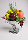 Yapay Meyve Aranjman Gümüş Vazoda Meyve Sepeti 02 
