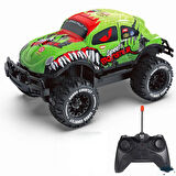 Uzaktan Kumandalı Full Fonksiyon Led Işıklı Gövde 1:20 Ölçek Canavar Kamyon Rc Off-road Araba Yeşil-Kırmızı