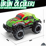 Uzaktan Kumandalı Full Fonksiyon Led Işıklı Gövde 1:20 Ölçek Canavar Kamyon Rc Off-road Araba Yeşil-Kırmızı
