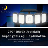 Monozone  300LED Solar Güneş Enerjili Bahçe Duvar Lambası Kumandalı Sensörlü 3 Modlu Geniş Açılı Lamba