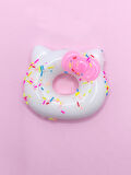 Fiyonklu Donut Taba Squishy Kedi Pati Sıkma 7 cm Pullu Pati Sukuşi - Pembe