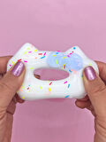 Fiyonklu Donut Taba Squishy Kedi Pati Sıkma 7 cm Pullu Pati Sukuşi - Mavi