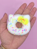 Fiyonklu Donut Taba Squishy Kedi Pati Sıkma 7 cm Pullu Pati Sukuşi - Sarı