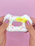 Fiyonklu Donut Taba Squishy Kedi Pati Sıkma 7 cm Pullu Pati Sukuşi - Sarı