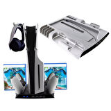 Ozmik PS5Slim için çok fonksiyonlu soğutma fanı taban+disk depolama raf kolu ile çift kanca
