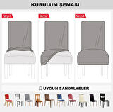 Bambu Nano Kumaş Likralı Yıkanabilir 6'lı Sandalye Kılıfı Lastikli Sandalye Örtüsü (6ADET) - FÜME 