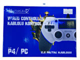 Kontorland - PS4 Ve PC Uyumlu Titreşimli Kablolu Oyun Kolu GamePad P4H